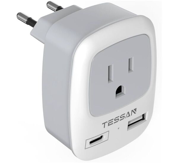 cタイプ 韓国 TESSAN 海外変換プラグ USB-AUSB-C コンセント ベトナム/ヨーロッパ/フランス/ドイツなど