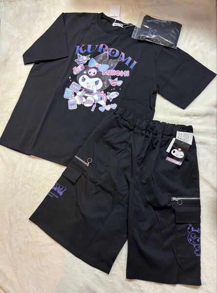 アームウォーマー付きTシャツ カーゴハーフパンツ Lサイズ サンリオ クロミ