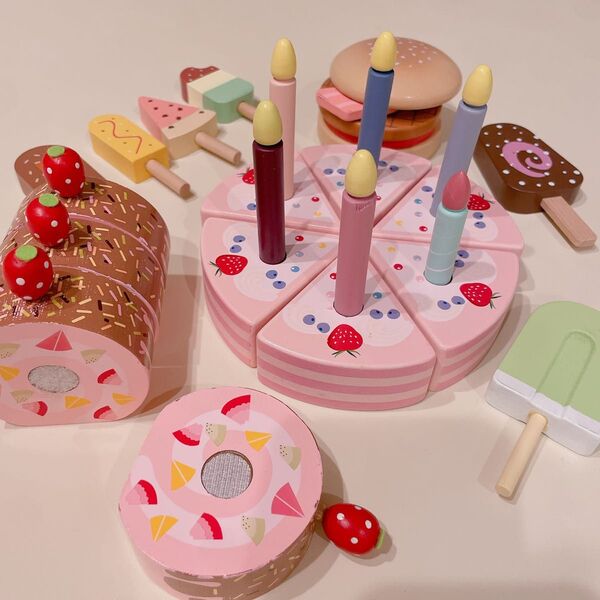 マザーガーデン mother garden いちごケーキ ハンバーガー アイスクリーム おままごと 木のおもちゃ 木製 野いちご