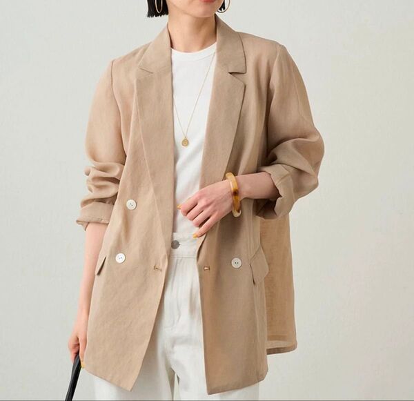 LOUNGEDRESS ラウンジドレス リネンライクシアージャケット ベージュ