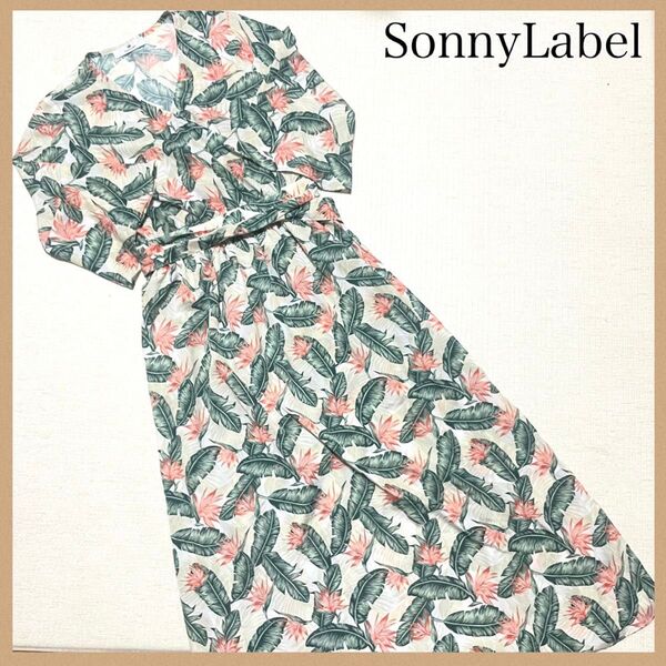 Sonny Label リーフ柄 花柄 半袖 ロングワンピース リゾート風 ロング 七分袖 F