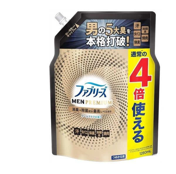 ファブリーズ 消臭スプレー 布用 MEN PREMIUM クールアクア 詰め替え 1,280mL