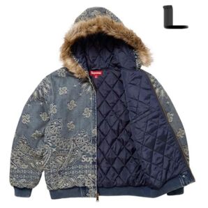 L. Supreme Bandana Jacquard Denim Hooded Work Jacket Blue ジャケット
