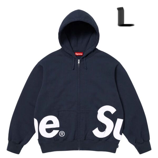 L. Supreme Big Logo Zip Up Hooded Sweatshirt Navy ネイビー パーカー