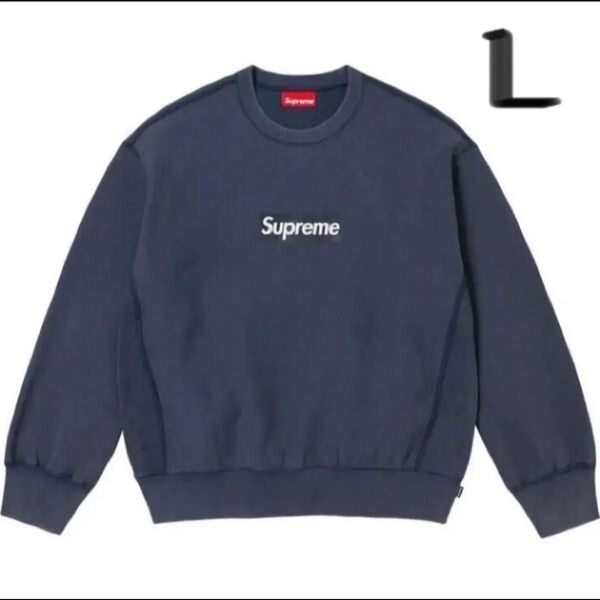 L. Supreme Washed Box Logo Crewneck boxlogo クルーネック Navy