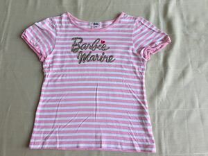 *Barbie* Barbie * Logo . lovely * border short sleeves T-shirt *140* super-beauty goods *