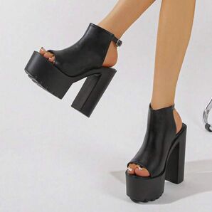 サンダル 黒 ブラック ヒール