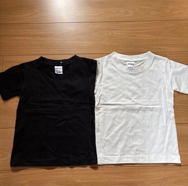 無地 Tシャツ 110cm 黒 白 半袖