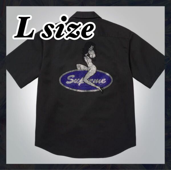 【Lサイズ】Rhinestone Pin Up S/S Work Shirt