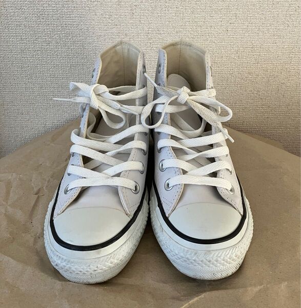 Converse レザー ハイカットスニーカー 22センチ コンバース ホワイト