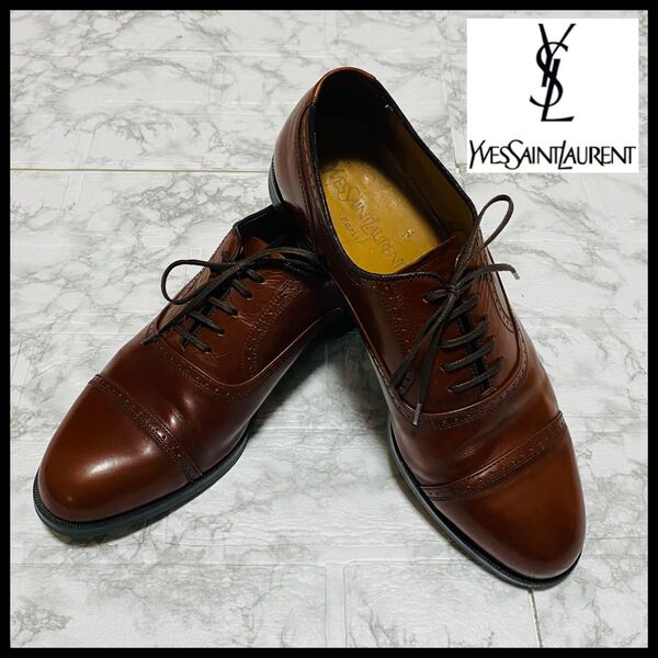 イブサンローラン ビジネスシューズ ドレスシューズ 革靴 26cm Yves Saint Laurent ブラウン