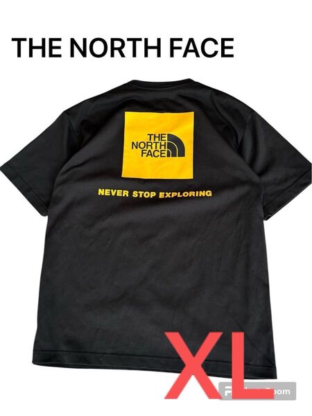 THE NORTH FACE ノースフェイス ブラック イエロー バックスクエアロゴ Tシャツ NT32350 XL