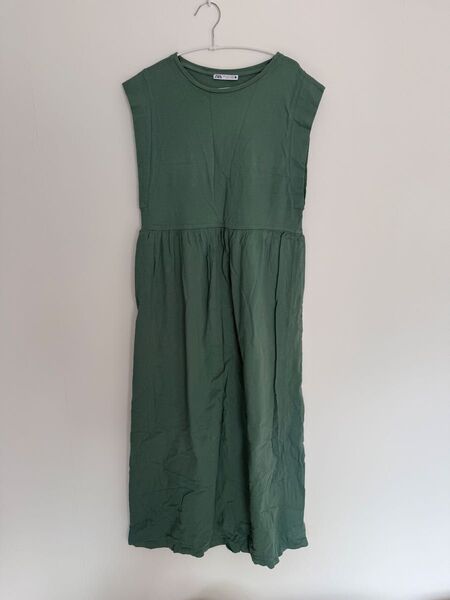 ZARA ザラ ロング ノースリーブワンピース カットソー 夏 ロング丈 グリーン