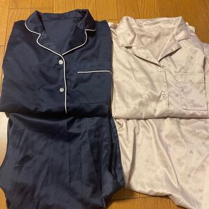 パジャマ 2種類 GU チュチュアンナ 前開き 長袖 長ズボン ルームウェア ハート柄 紺 ベージュ 定番