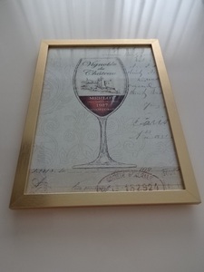 アートフレーム§A4額(選択可)写真ポスター付§ワイン・ワイングラス・メルロー1927年・アンティーク風・ビンテージ風