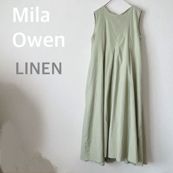Mila Owen リネン混ノースリーブ ロングワンピース