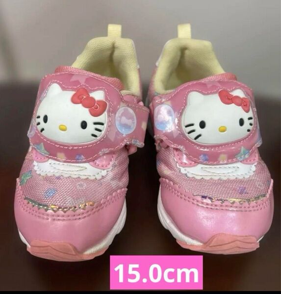 ハローキティ 子供靴 スニーカー 15.0cm ピンク キッズ ベビー 光る靴