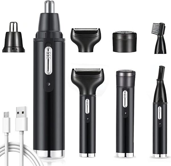 鼻毛カッター耳毛カッターエチケットカッター顔用4 in 1電動カミソリ全身眉毛シェーバー メンズヒゲトリマー レディースヒート