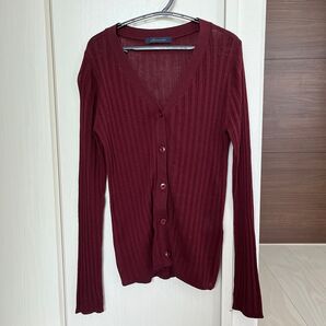 AMERICAN HOLIC リブニット Vネック カーディガン ボルドー