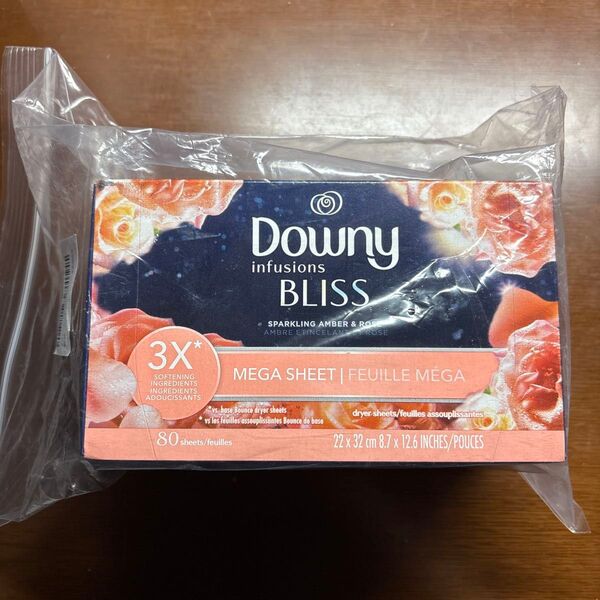 Downy 柔軟剤シート 80枚入り SPARKLING AMBER&ROSE ダウニーシート 乾燥機用柔軟剤
