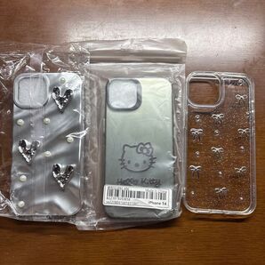 iPhone14 スマホケース 3点セット ハート キティ リボン