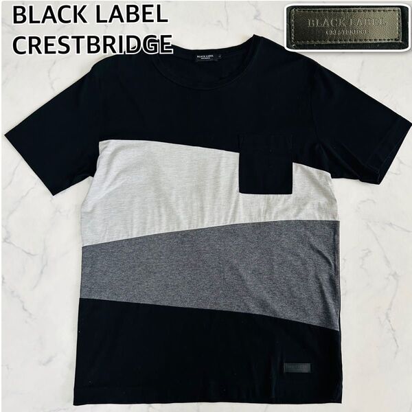 BLACK LABEL CRESTBRIDGE ブラックレーベルクレストブリッジ 半袖 Tシャツ 異素材切替 ブラック L