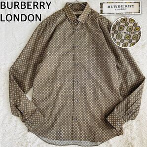 【極美品】現行タグ BURBERRY LONDON バーバリーロンドン 長袖シャツ モノグラム 総柄 ロゴ M