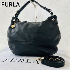【美品】FURLA フルラ モンマントル ショルダーバッグ ワンショルダー シボ革 ブラック 黒