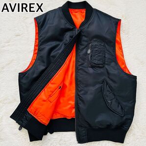 【希少サイズ 2XL 3L】AVIREX アヴィレックス MA-1 ベスト リバーシブル ブランドロゴ刻印 90's USA製