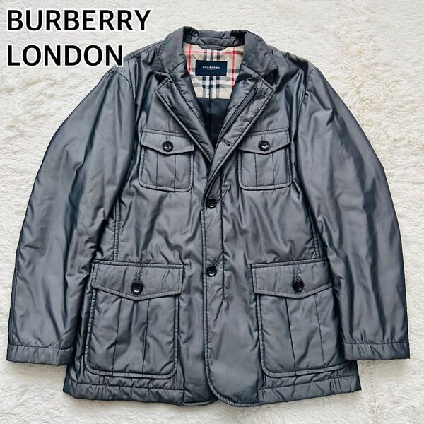 【美品】BURBERRY LONDON バーバリーロンドン ナイロンジャケット モッズコート アウター ノバチェック グレー L