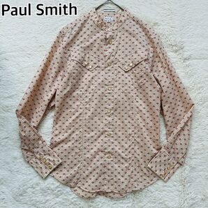 Paul Smith ポールスミス バンドカラー スタンドカラー 和柄 ストライプ カジュアル 長袖シャツ M