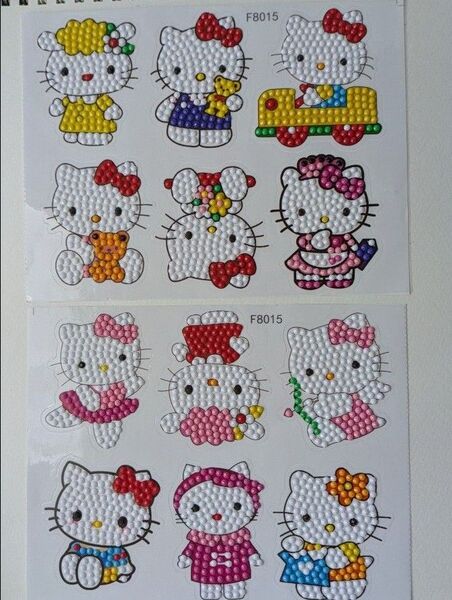 【完成品】ハローキティ ダイヤモンドアート シール 12枚セット