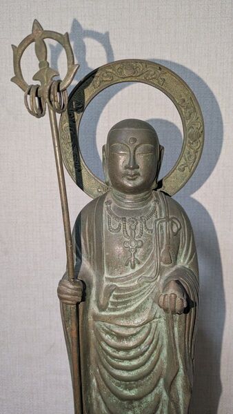 仏像 地蔵菩薩 円光背 青銅色