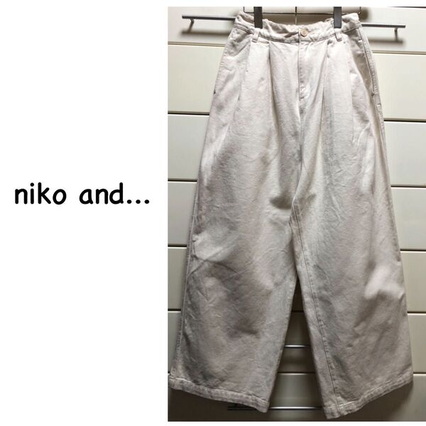 ニコアンド タック入 コットン コクーン ワイド ビッグパンツ ③ M オフホワイト nikoand... ナチュラル パンツ