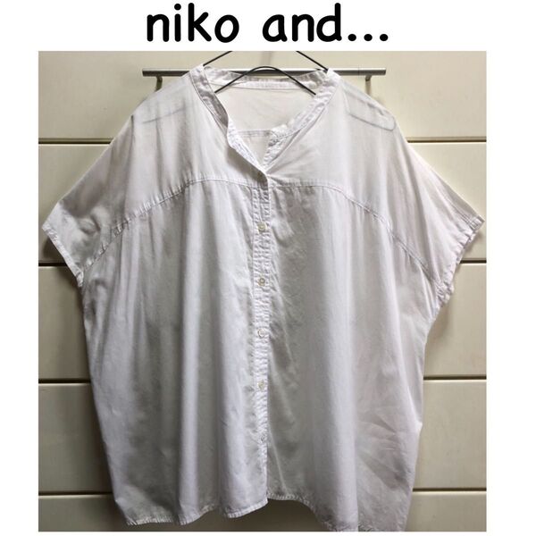 ニコアンド フレンチスリーブ コットン 前開き ワイドシャツ ホワイト フリー 白 シャツ nikoand... 半袖シャツ