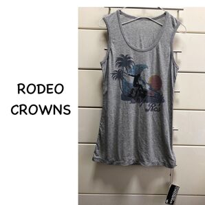 新品 ロデオクラウンズ ストレッチ サーフィン タンクトップ グレー M RODEOCROWNS ノースリーブ