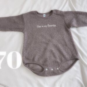 ちょーかわいい秋冬用ロンパース新品未使用ブラウンモコモコ ベビー服 つなぎ 長袖ロンパース ロンパース カバーオール