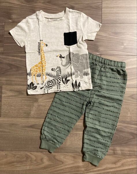 【美品】Pekkle 半袖Tシャツ 長ズボン 上下セット 24M 80㎝-90㎝ アニマル 男の子
