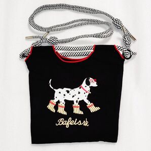 犬 刺繍 バッグ ショルダーバッグ スマホショルダー エコバッグ ダルメシアン 黒 ブラック 新品 未使用 スマホポシェット S