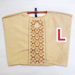 L 花柄 刺繍 バッグ エコバッグ フラワー ベージュ 花 バンダナ トートバッグ フラワーライン 鞄 フローラル お散歩バッグ