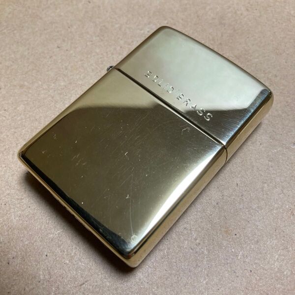 未使用 ZIPPO ジッポー ソリッドブラス solid brass ポリッシュ ヘアライン ゴールドインナー 2019年