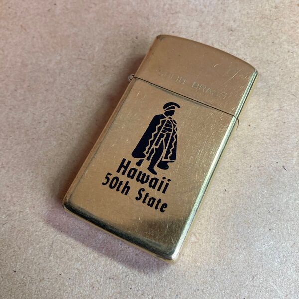 ZIPPO ジッポー スリム ダブルイヤー ソリッドブラス solid brass ペイント ゴールドインナー 1984年