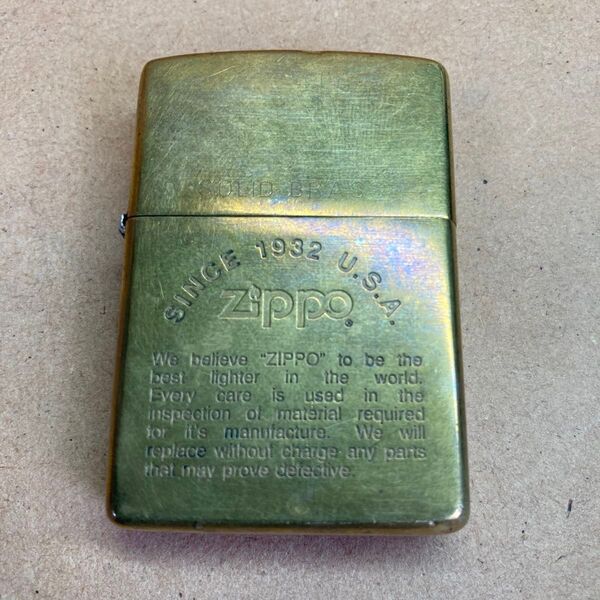Zippo ジッポー ロゴ LOGO ソリッドブラス solid brass ゴールドインナー 2002年