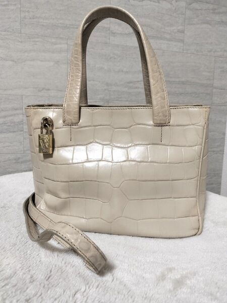 FURLA フルラ クロコ風型押し ハンドバッグ 2wayショルダーバッグ レザーバッグ ミニトートバッグ