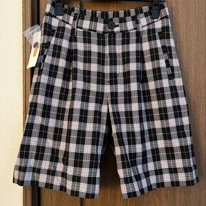 ☆ タグ付き未使用品・DEBUTTO ラメ入りチェック柄ハーフパンツ LL ネイビー系 未使用 ☆
