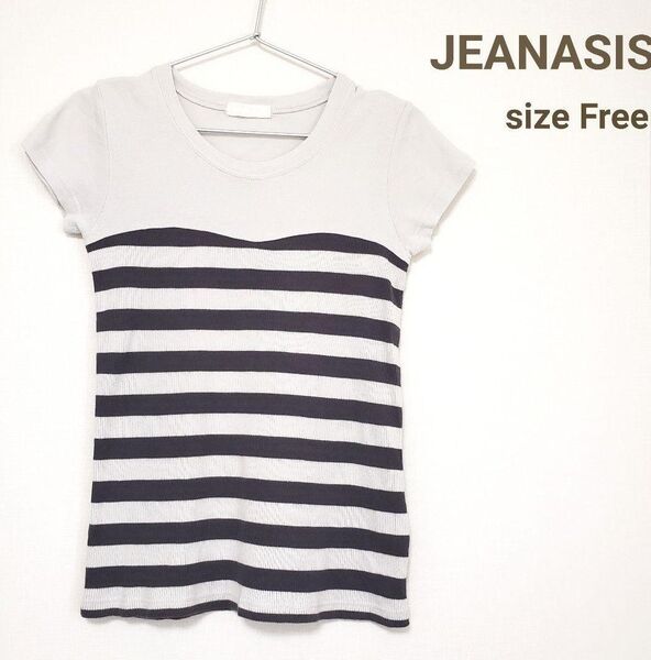 JEANASIS 半袖Tシャツ ボーダー Tシャツ カットソー シンプル 半袖カットソー クルーネック