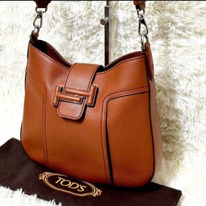 【極美品・鑑定済】TOD’S トッズ ダブルT ショルダーバッグ キャメル 茶 レザー 本革