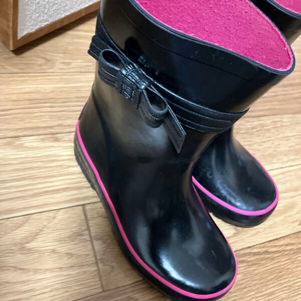 レインブーツ リボン ピンク 16cm