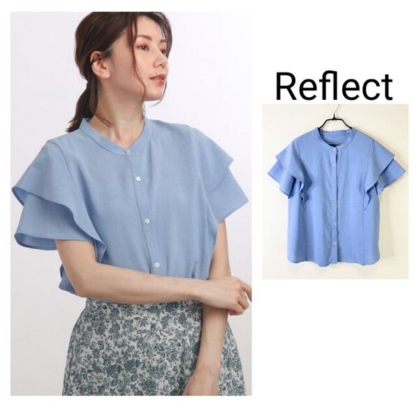 Reflect大きいサイズ【接触冷感/洗える】ラッフルスリーブブラウス