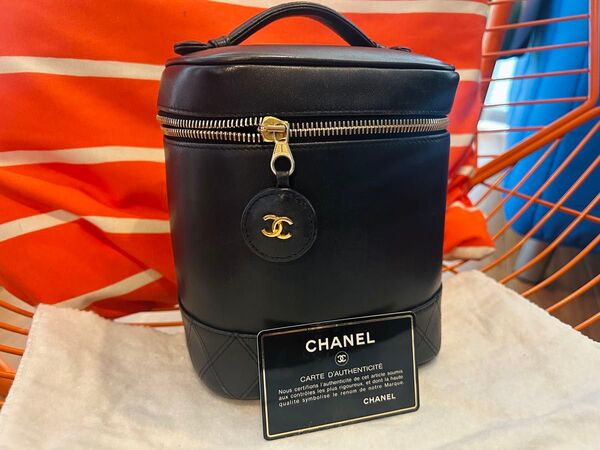 CHANEL ビコローレ バニティバッグ ブラック ラムスキン バニティ ポーチ